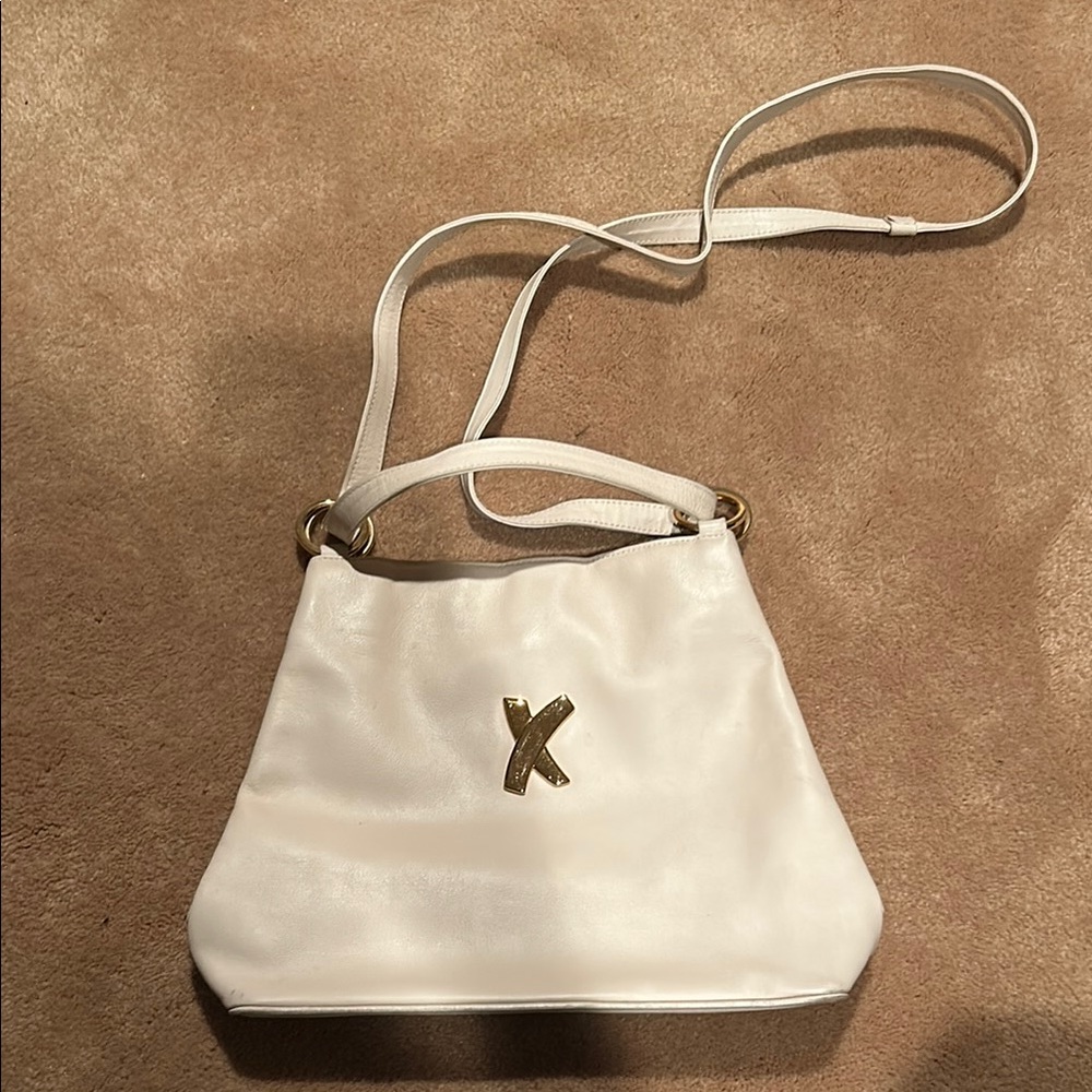 Paloma Picasso Genuine Leather Crossbody Purse Beige classic Chic